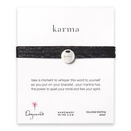 karma mantra sterling silver ebony leather wrap