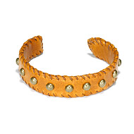 cuff love studded bracelet on tobacco leather