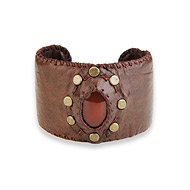 cuff love bracelet with carnelian cabochon