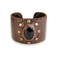 cuff love bracelet with black onyx cabochon