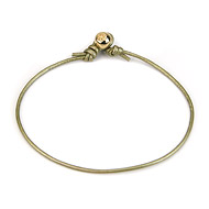 gold dipped peace bead bracelet on moss leather cord