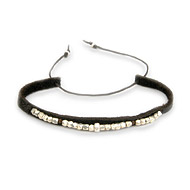 sparkle leather bracelet with sterling silver beads