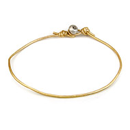 oxidized peace bead bracelet on gold leather cord