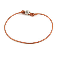 oxidized peace bead bracelet on copper leather cord