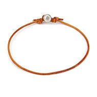 oxidized peace bead bracelet on burnt orange leather cord