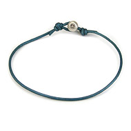 oxidized peace bead bracelet on teal leather cord