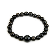 wood bracelet in ebony with onyx bead