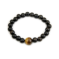 wood bracelet in ebony with tigers eye bead