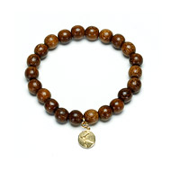 not to worry teak wood bracelet with gold dipped earth charm