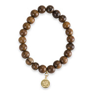 not to worry teak wood bracelet with gold dipped om symbol charm