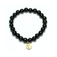 not to worry ebony wood bracelet with gold dipped earth charm