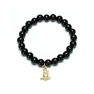 not to worry ebony wood bracelet with gold dipped owl charm
