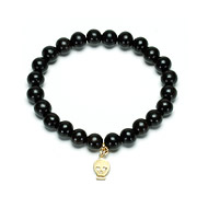 not to worry ebony wood bracelet with gold dipped skull