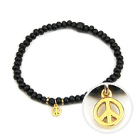not to worry teeny tiny ebony wood bracelet gold dipped peace sign
