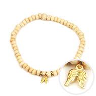 not to worry teeny tiny ivory wood bracelet gold dipped angel wings