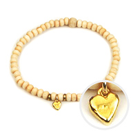 not to worry teeny tiny ivory wood bracelet gold dipped stone heart