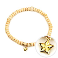 not to worry teeny tiny ivory wood bracelet gold dipped lucky star