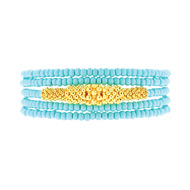 not to worry turquoise and gold bead wrap bracelet