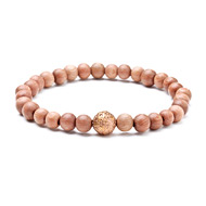 not to worry rose wood bracelet with rose gold dipped sparkle ball