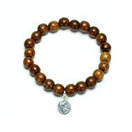 not to worry teak wood bracelet with sterling silver earth charm