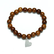 not to worry teak wood bracelet with sterling silver sideways heart