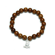 not to worry teak wood bracelet with sterling silver owl charm