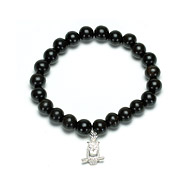 not to worry ebony wood bracelet with sterling silver owl charm