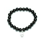 not to worry ebony wood bracelet with sterling silver skull