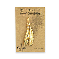 light as a feather medium gold dipped feather earrings