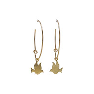 modern word peace gold dipped dove hoop earrings