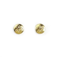 small sand dollar stud earrings, gold dipped