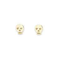 small skull stud earrings, gold dipped
