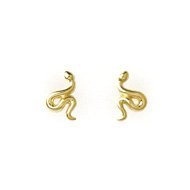 small snake stud earrings, gold dipped
