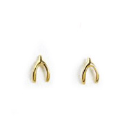 small wishbone stud earrings, gold dipped