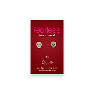 fearless teeny stud gold dipped skull earrings