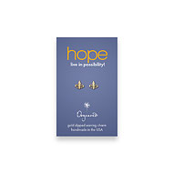 hope teeny stud gold dipped fleur di lis earrings