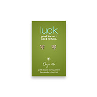 lucky teeny stud gold dipped four leaf clover earrings