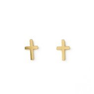 small simple cross stud earrings, gold dipped
