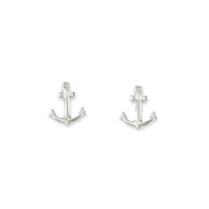small anchor stud earrings, sterling silver