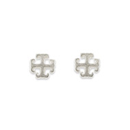 small english cross stud earrings, sterling silver