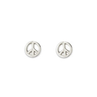 small peace sign stud earrings, sterling silver