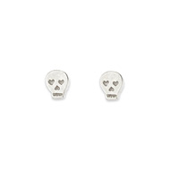 small skull stud earrings, sterling silver
