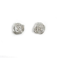 small rose stud earrings, sterling silver