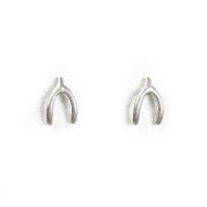 small wishbone stud earrings, sterling silver