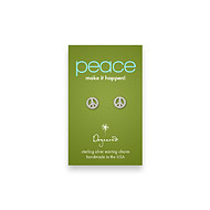 peace teeny stud sterling silver peace sign earrings