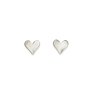 small heart stud earrings, sterling silver