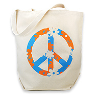 peace sign reusable tote bag