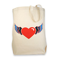 winged heart reusable tote bag