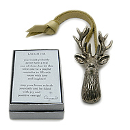 laughter house blessing, silver bronze deer head
