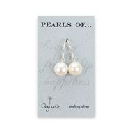 sterling silver large white pearl wire hook earrings